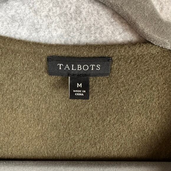 Talbots Double Open Face Fly Away Vest Size M Olive Green Wool Blend Long - Picture 5 of 10